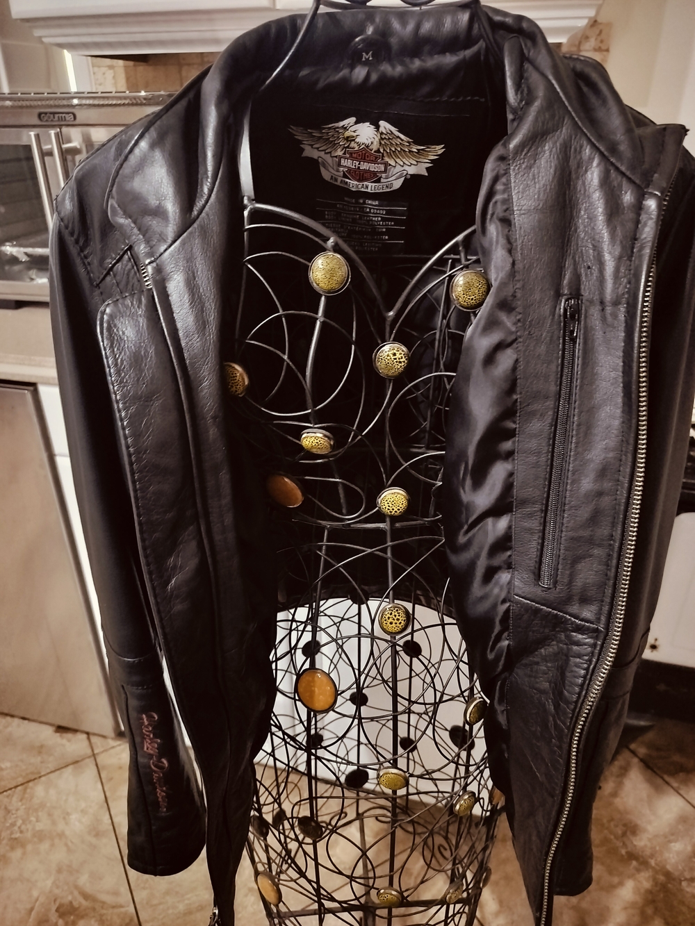 Harley-Davidson Black Leather Jacket with Gold Accents